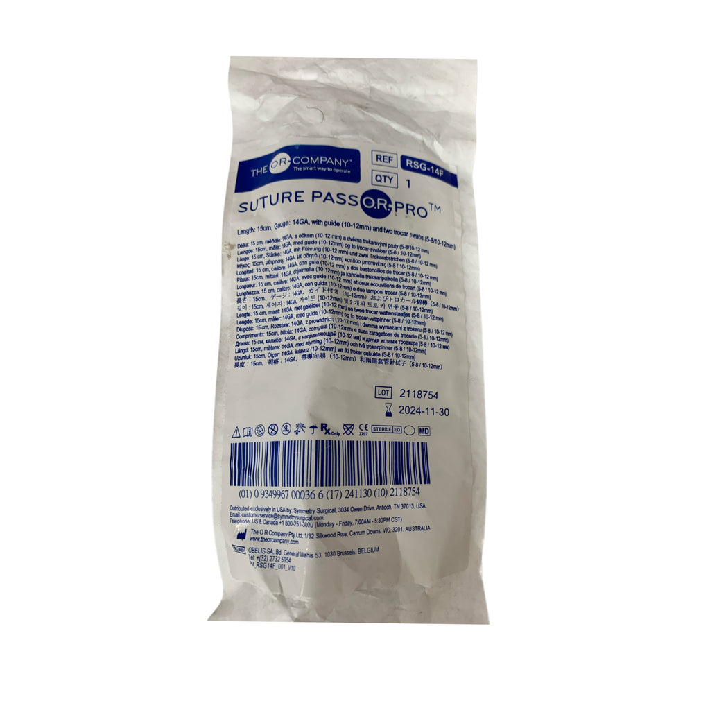 THE O.R. COMPANY REF RSG-14F Suture Pass O.R. Pro 15cm 14GA with Guide & Trocar Swabs, Exp.2024/11