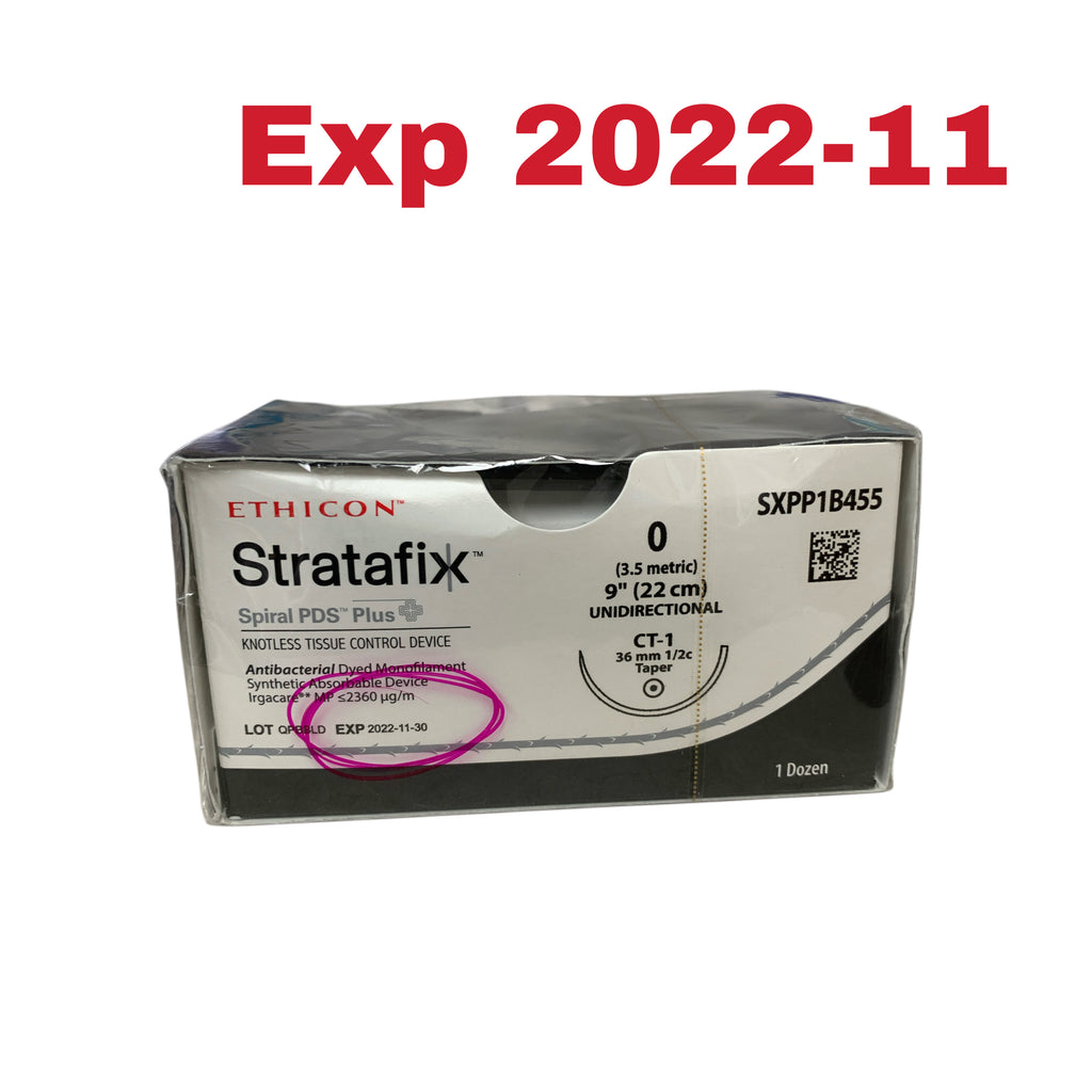 ETHICON SXPP1B455 0 9 in 22 cm Stratafix Spiral PDS Plus Unidirectional Knotless Tissue Control Device CT-1 Box of 12 Exp 2022 11