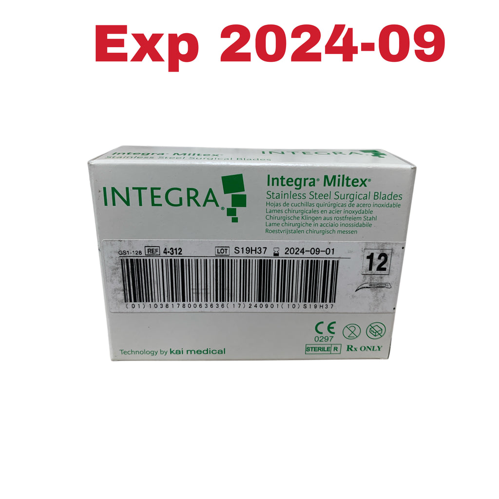 INTEGRA Miltex 4-312 Stainless Steel Surgical Blades Size 12 Exp 2024 09