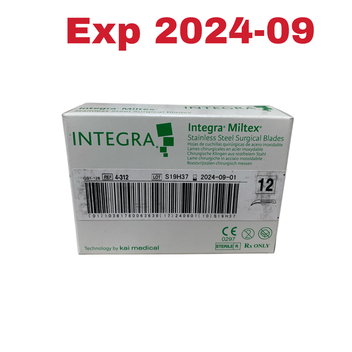 INTEGRA Miltex 4-312 Stainless Steel Surgical Blades Size 12 Exp 2024 09