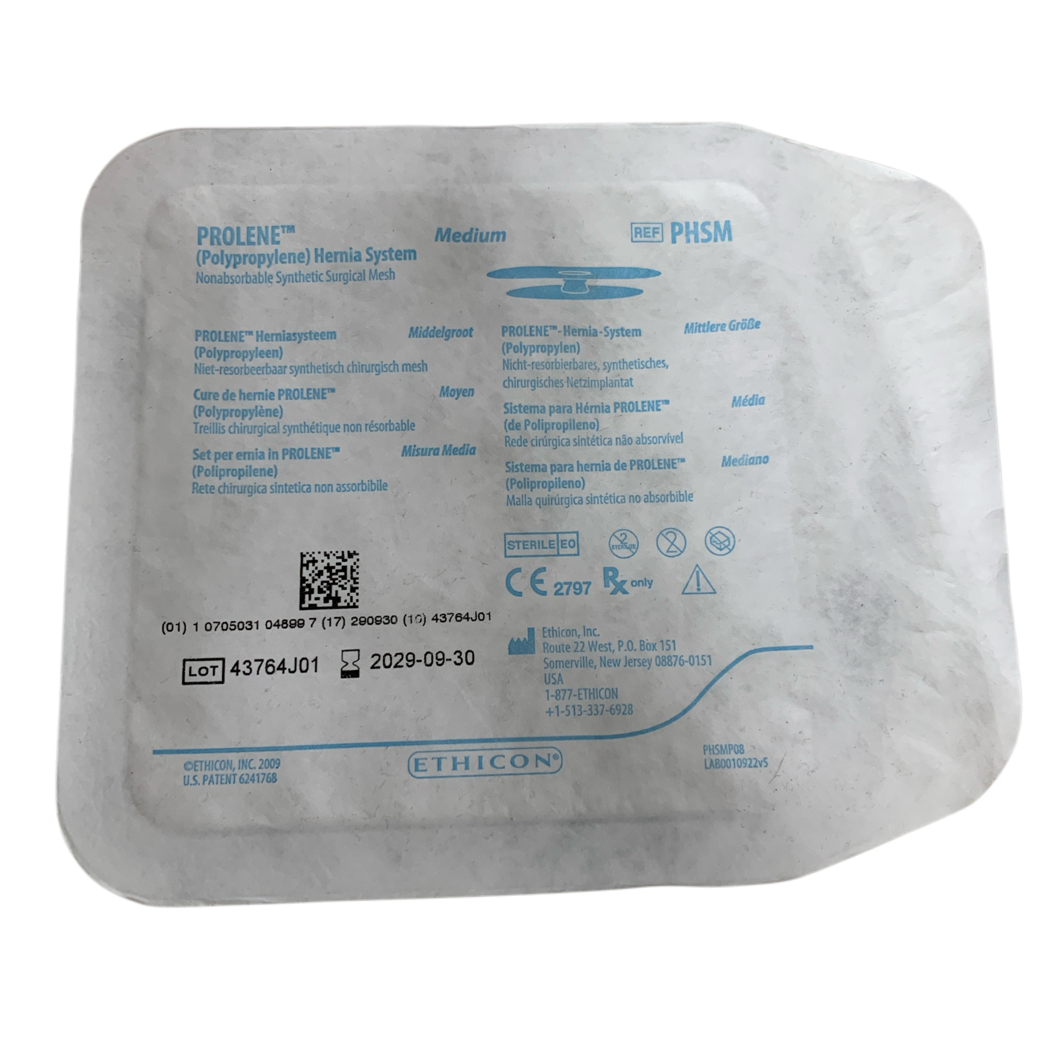 ETHICON REF PHSM PROLENE Polypropylene Hernia System, Medium, Exp.2029/09