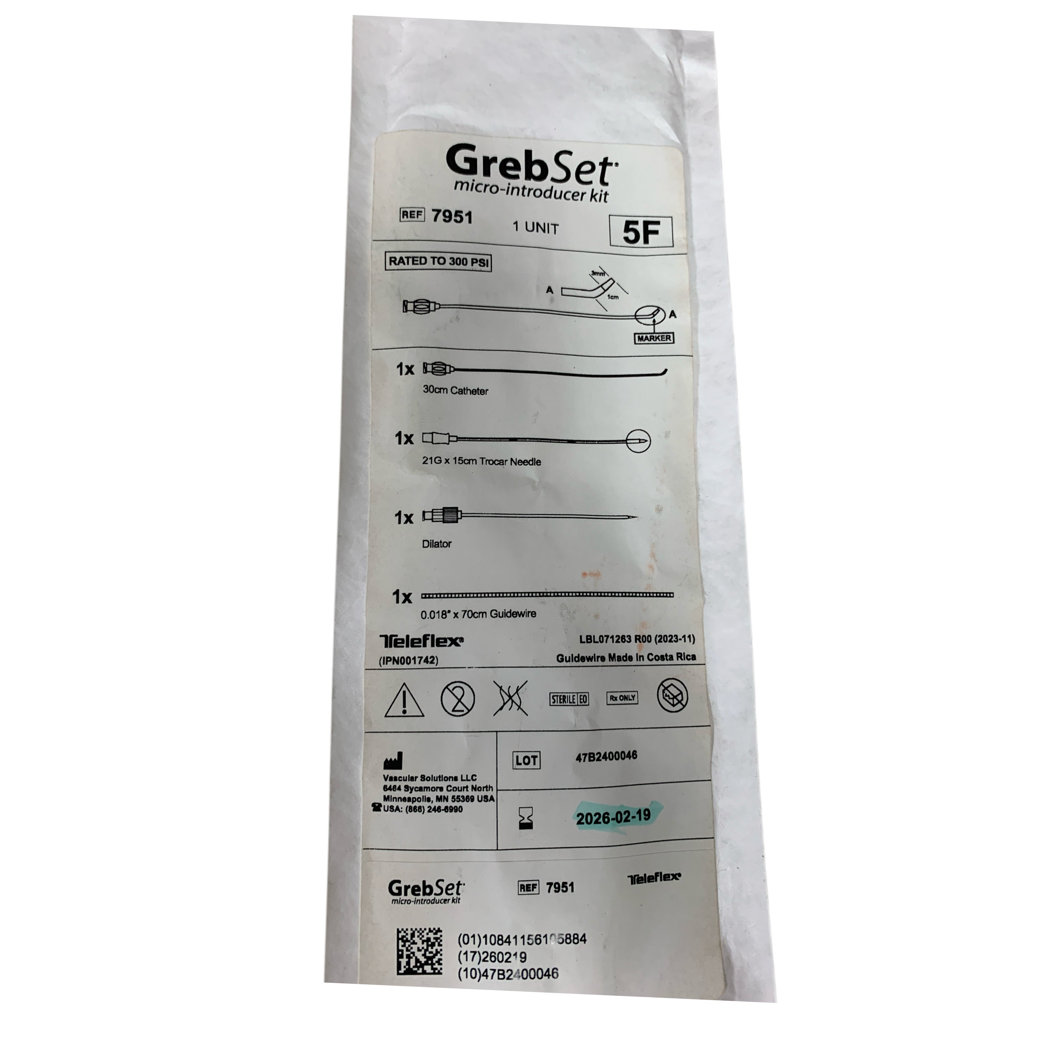 TELEFLEX 7951 GrebSet Micro Introducer Kit 5F Exp 2026 02