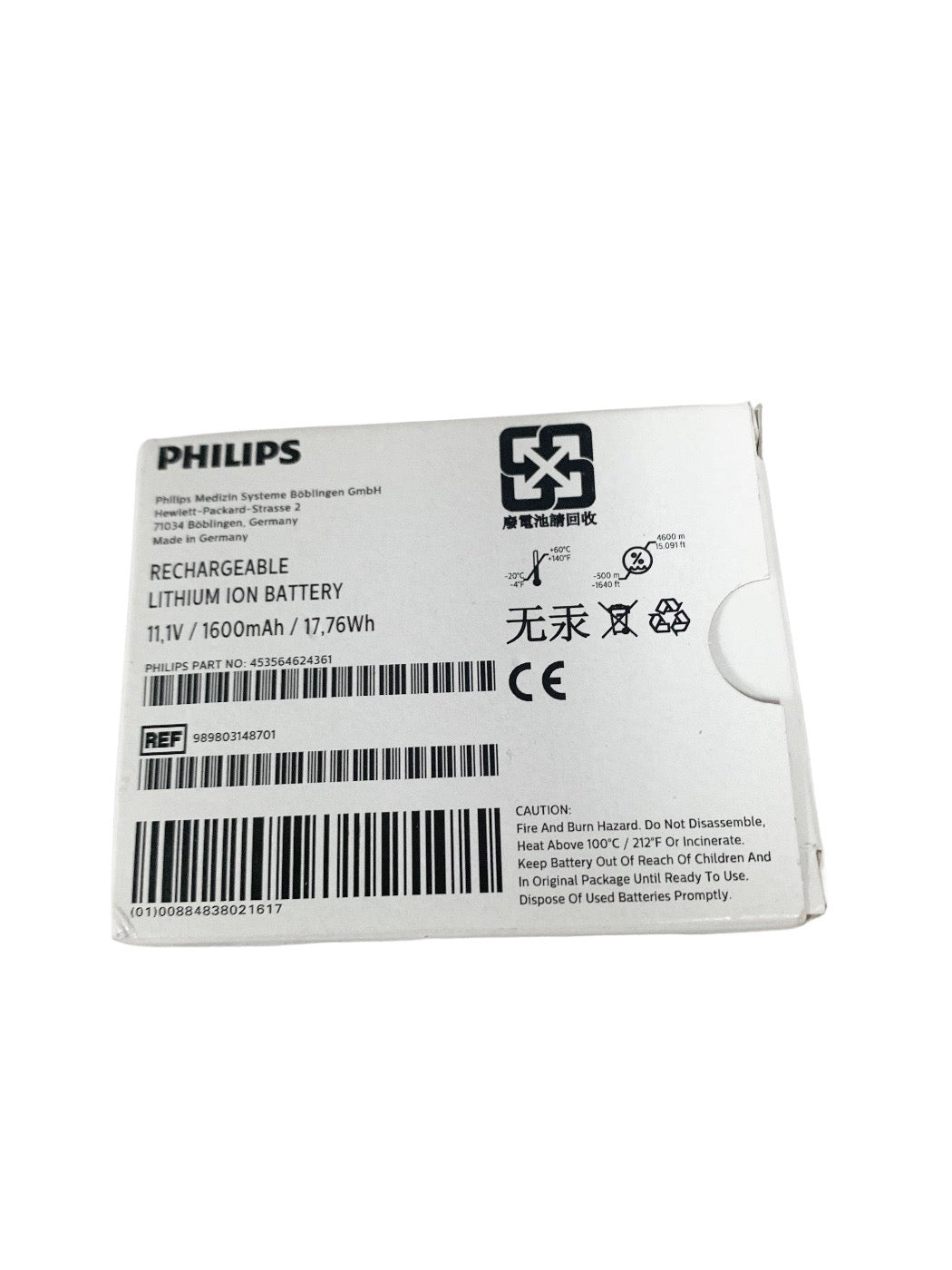 PHILIPS REF M4607A 11.1V 1600 mAh 17.76Wh Rechargeable Lithium Ion Battery - NEW Open
