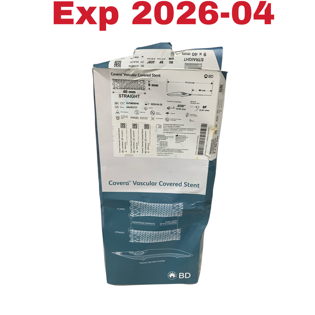 BD BARD AVSM09040 Covera Vascular Covered Stent 9mm 40mm Straight 8F 80cm Exp 2026 04