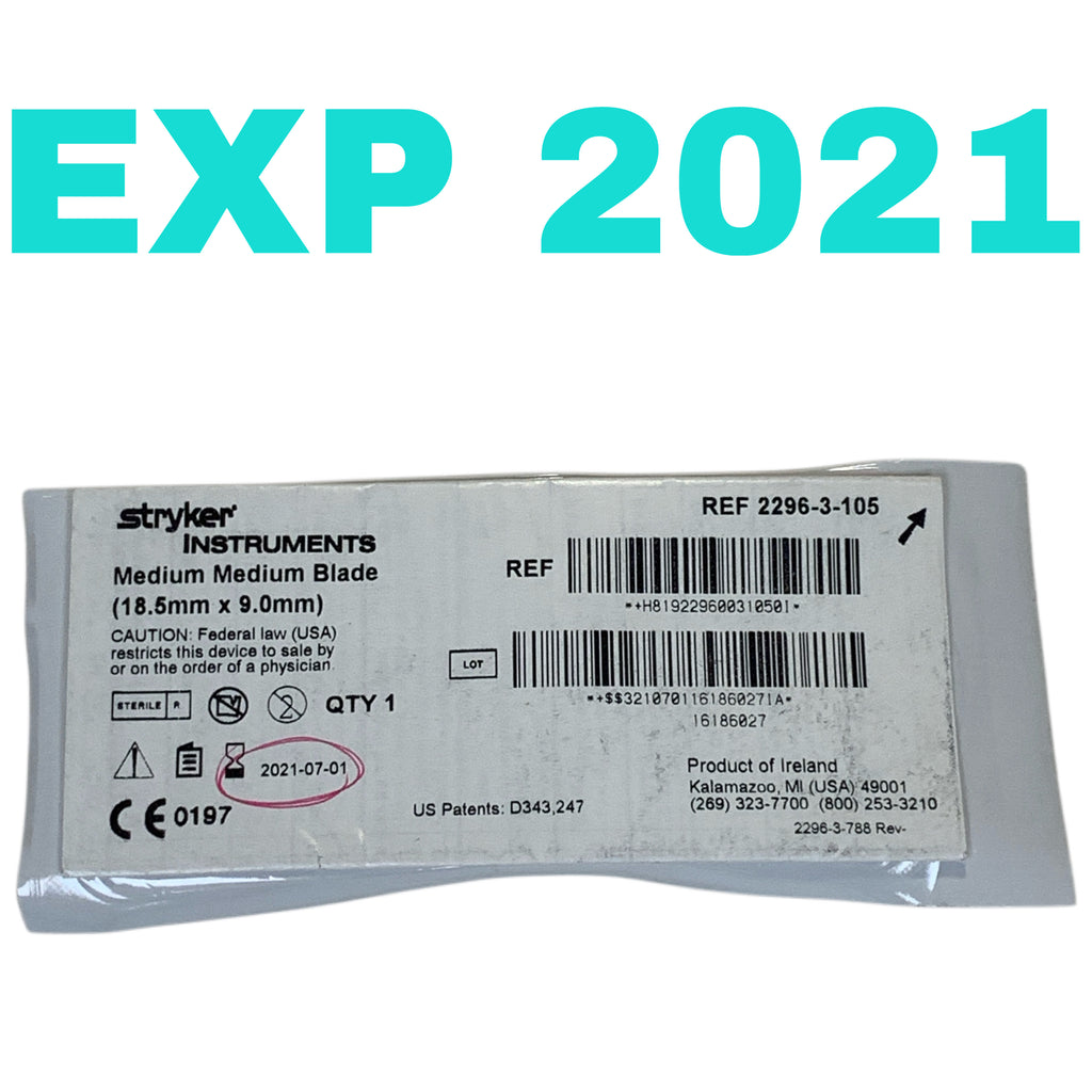 STRYKER REF 2296-3-105 Medium Medium Blade (18.5mm x 9.0mm), EXP.2021-07