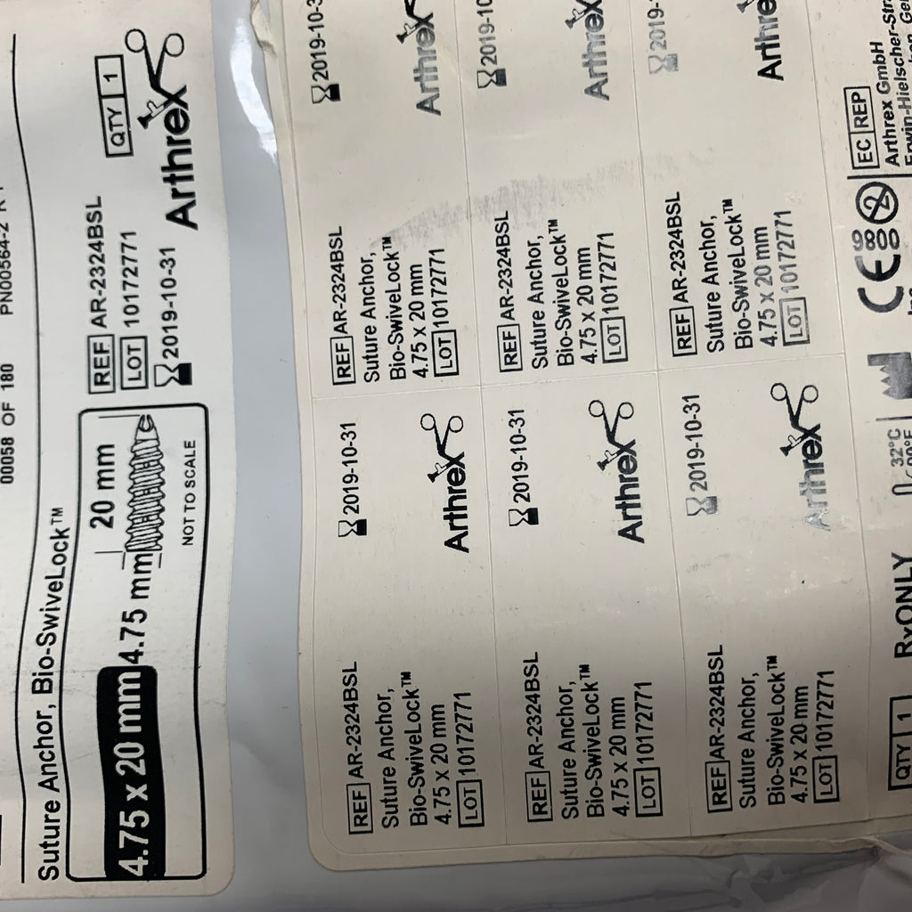 ARTHREX AR-2324BSL Suture Anchor Bio-SwiveLock 4.75 x 20 mm EXP 2019 10