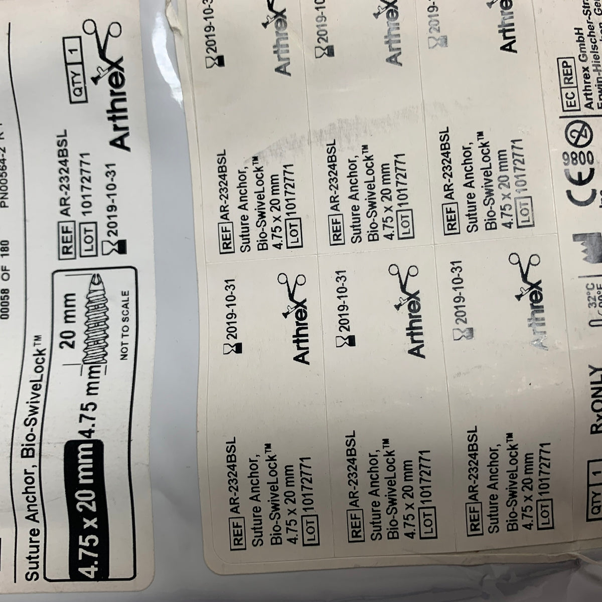 ARTHREX AR-2324BSL Suture Anchor Bio-SwiveLock 4.75 x 20 mm EXP 2019 10