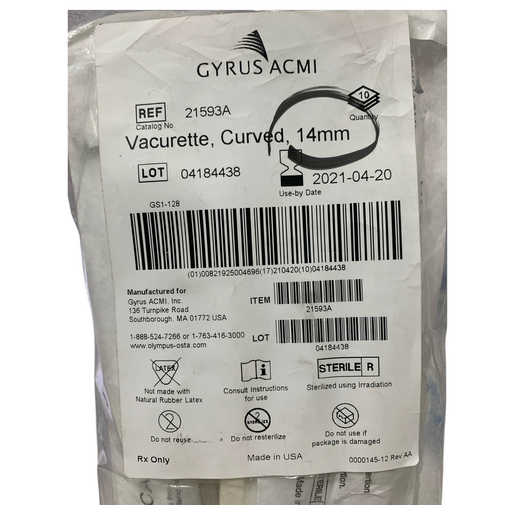 GYRUS ACMI 21593A Vacurette Curved 14mm Box Of 10 Exp 2021 04