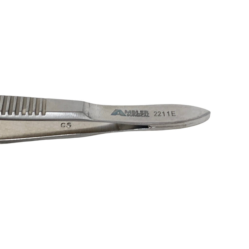 AMBLER REF 2211E Desmarres chalazion forceps 20.0mm solid lower plate, 12.0mm x 14.0mm open upper plate, cross-action flat handle