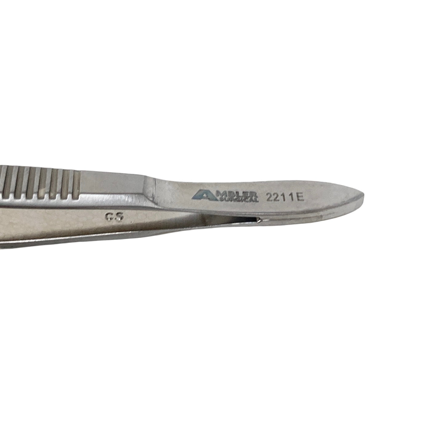 AMBLER REF 2211E Desmarres chalazion forceps 20.0mm solid lower plate, 12.0mm x 14.0mm open upper plate, cross-action flat handle