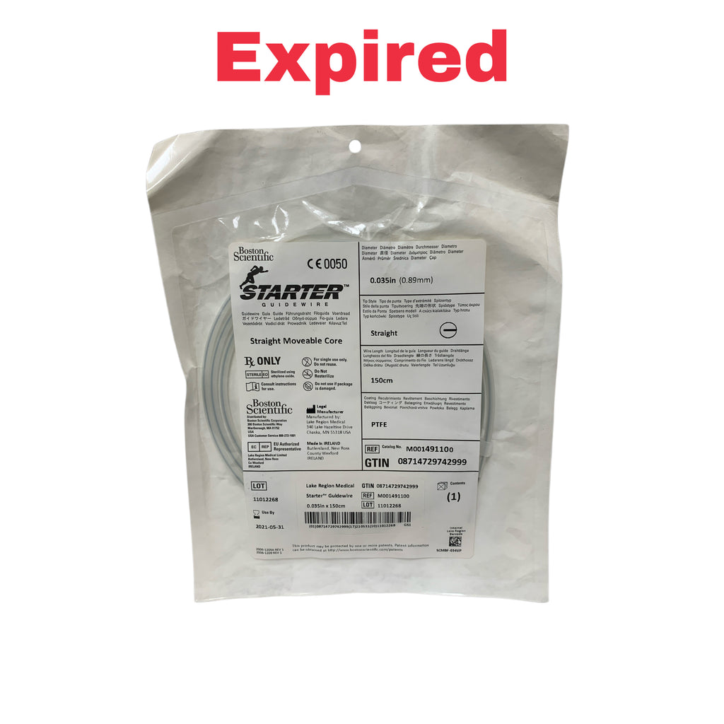 BOSTON SCIENTIFIC REF M001491100 PTFE Starter Guidewire Straight Moveable Core 0.035in x 150cm, Exp.2021/05