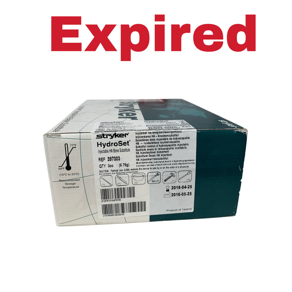 STRYKER 397003 HYDROSET INJECTABLE HA BONE SUBSTITUTE 3CC 6.75G EXP 2018 04