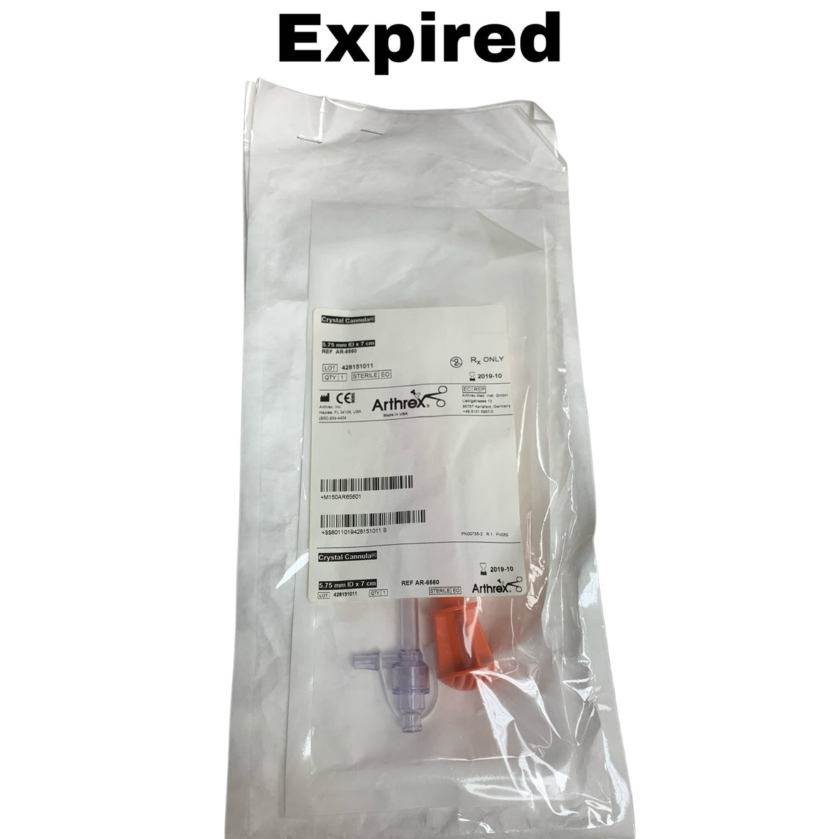 ARTHREX AR-6560 Crystal Cannula 5.75mm ID x 7cm, EXP 2019-10