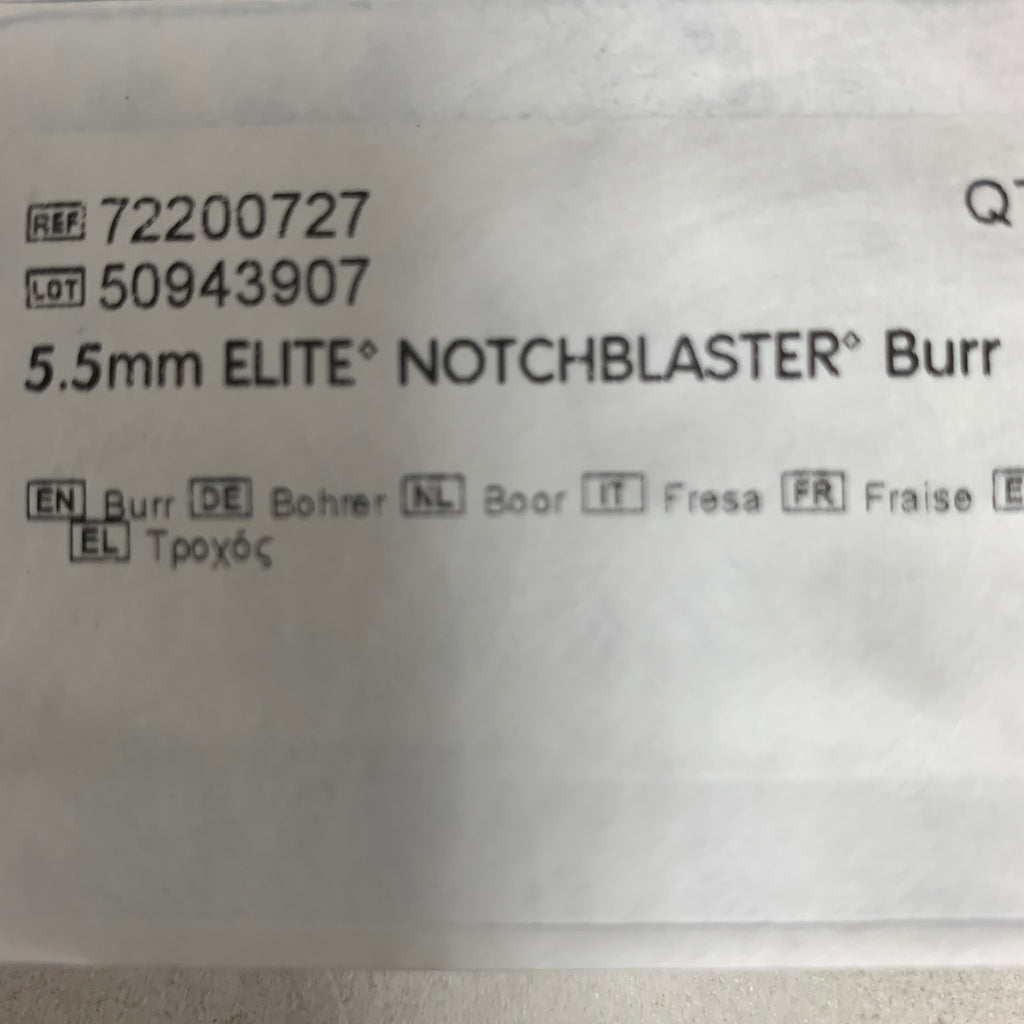 SMITH & NEPHEW REF 72200727 5.5mm ELITE NOTCHBLASTER Burr, EXP 2026-06