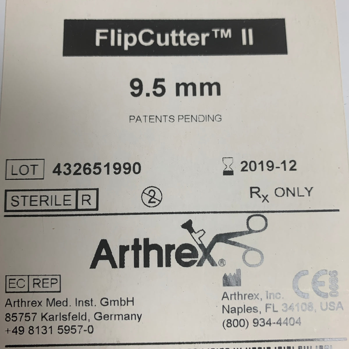 ARTHREX AR-1204AF-95 FlipCutter II 9.5 mm, EXP 2019-12