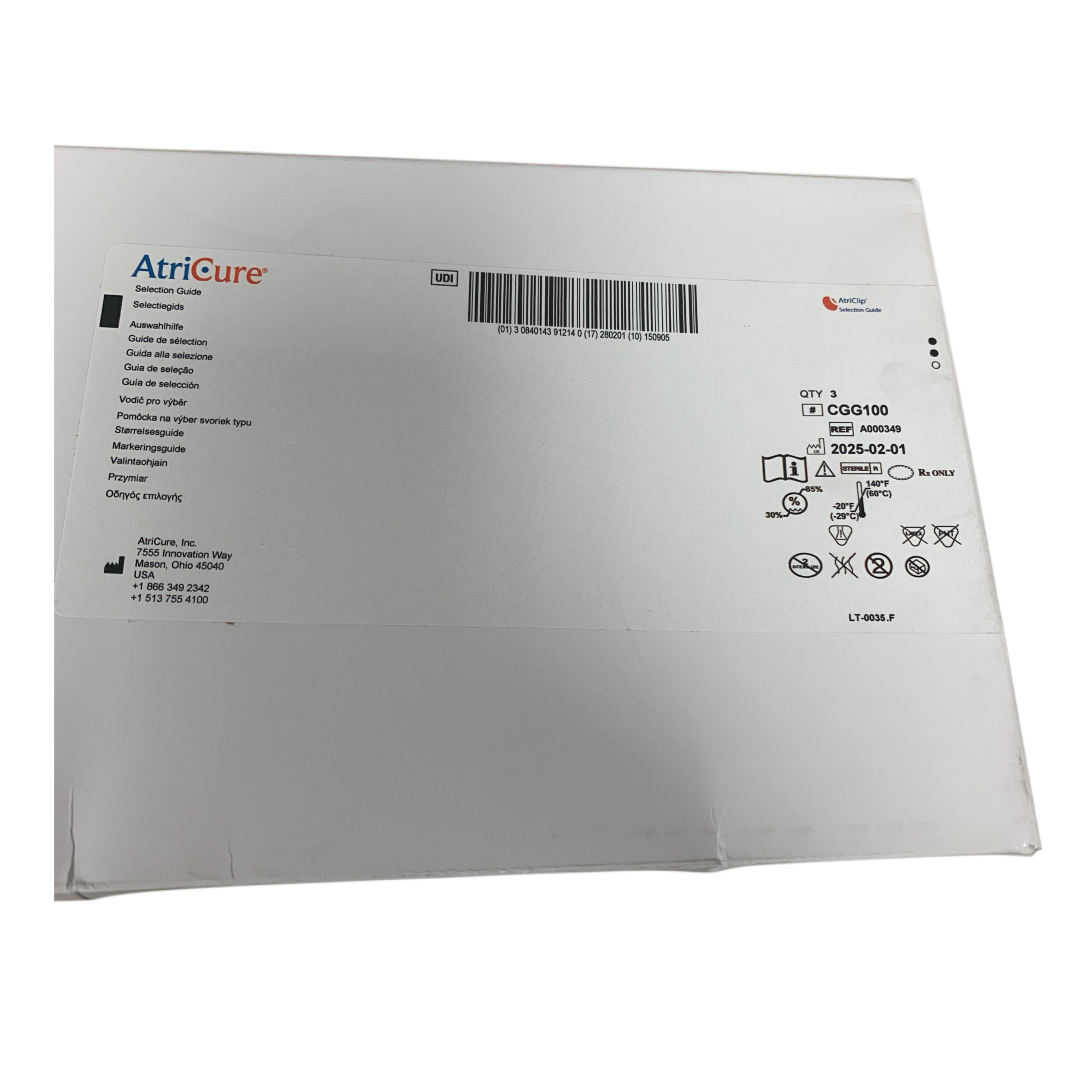 ATRICURE A000349 AtriClip Selection Guide Exp 2028 02