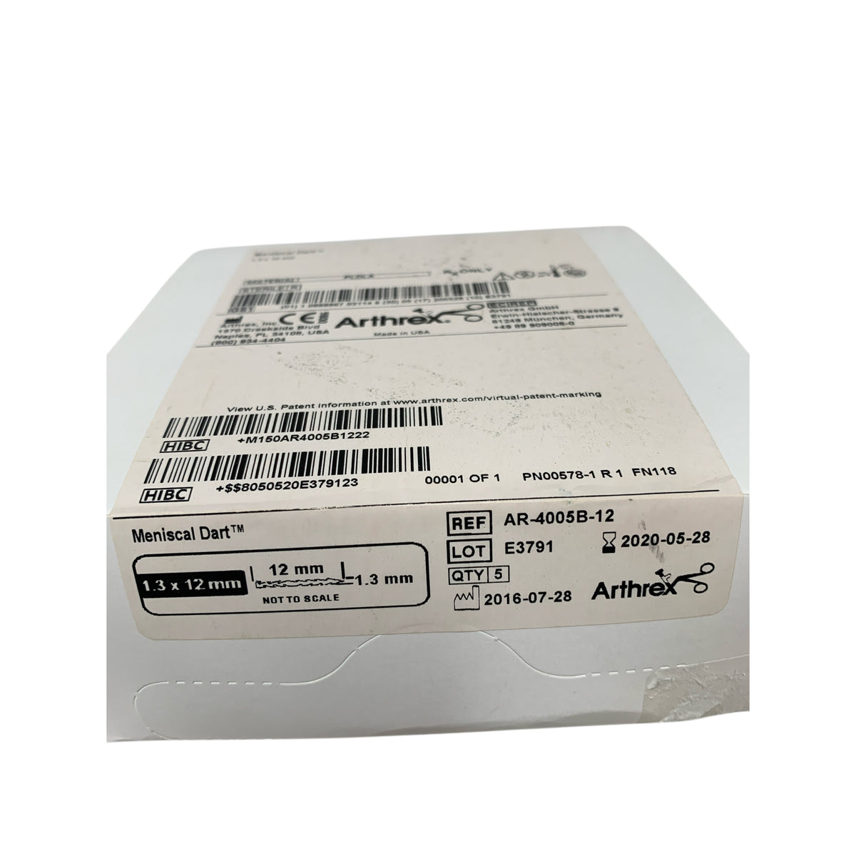 ARTHREX AR-4005B-12 Meniscal Dart 1.3 x 12 mm Box of 5 Exp 2020 05