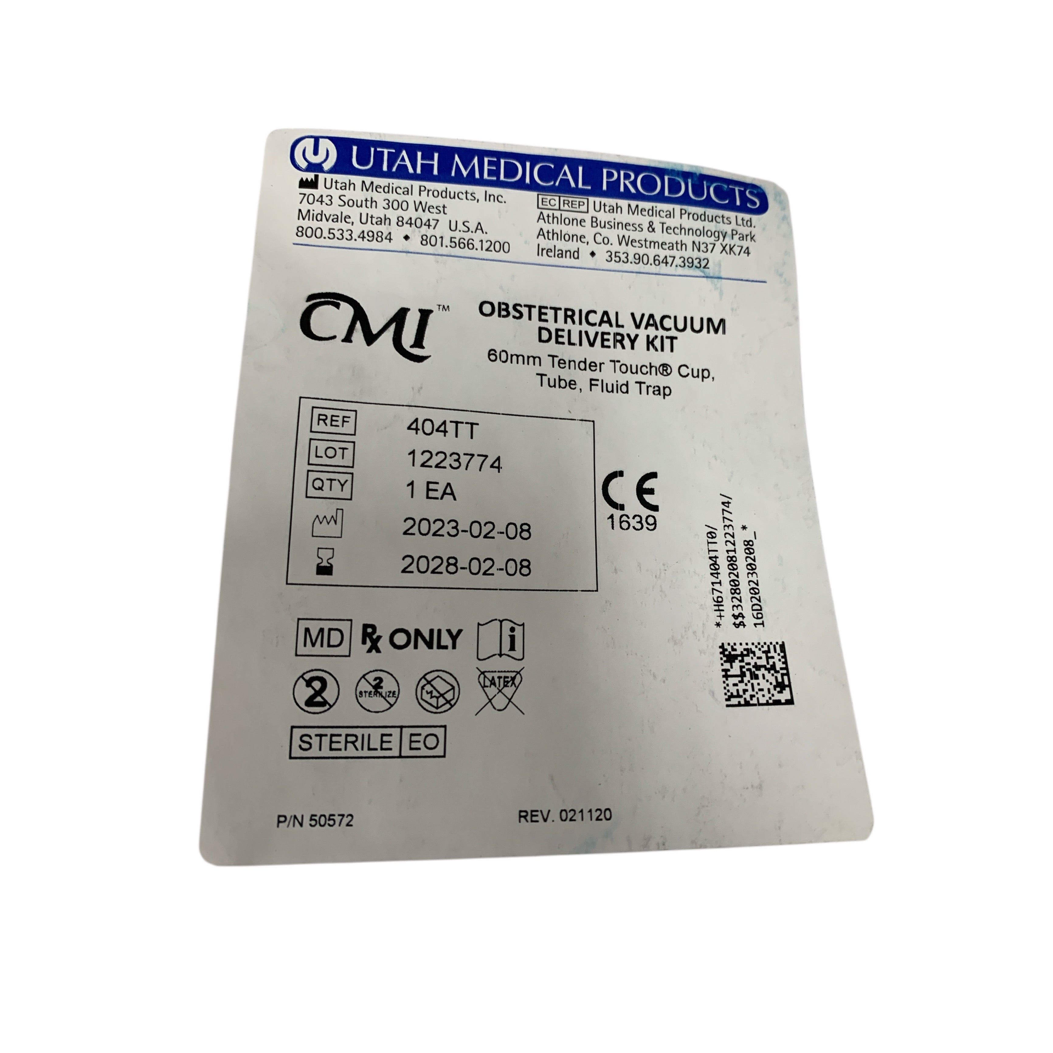 UTAH MEDICAL 404TT CMI Obstetrical Vacuum Delivery Kit 60mm Tender Touch Cup Tube Fluid Trap Exp 2028 02
