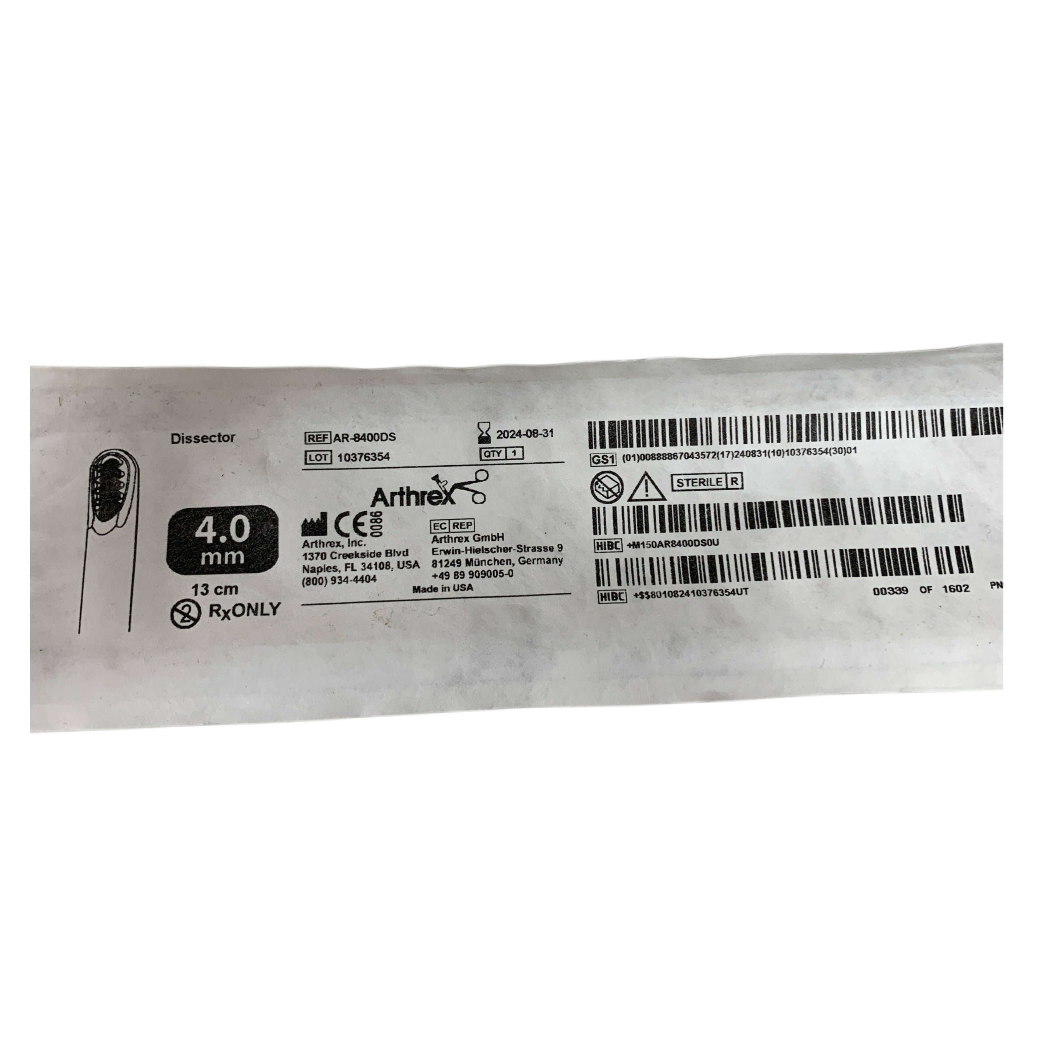 ARTHREX AR-8400DS Dissector 4.0 mm 13 cm Exp 2024 08