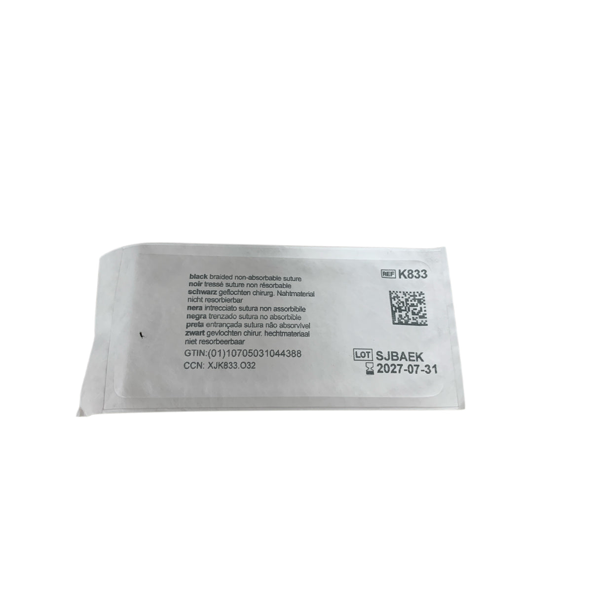 ETHICON K833 Perma Hand Black Braided Silk Suture SH Taperpoint Needle 30in 2 0 Box of 36 EXP 2027 07
