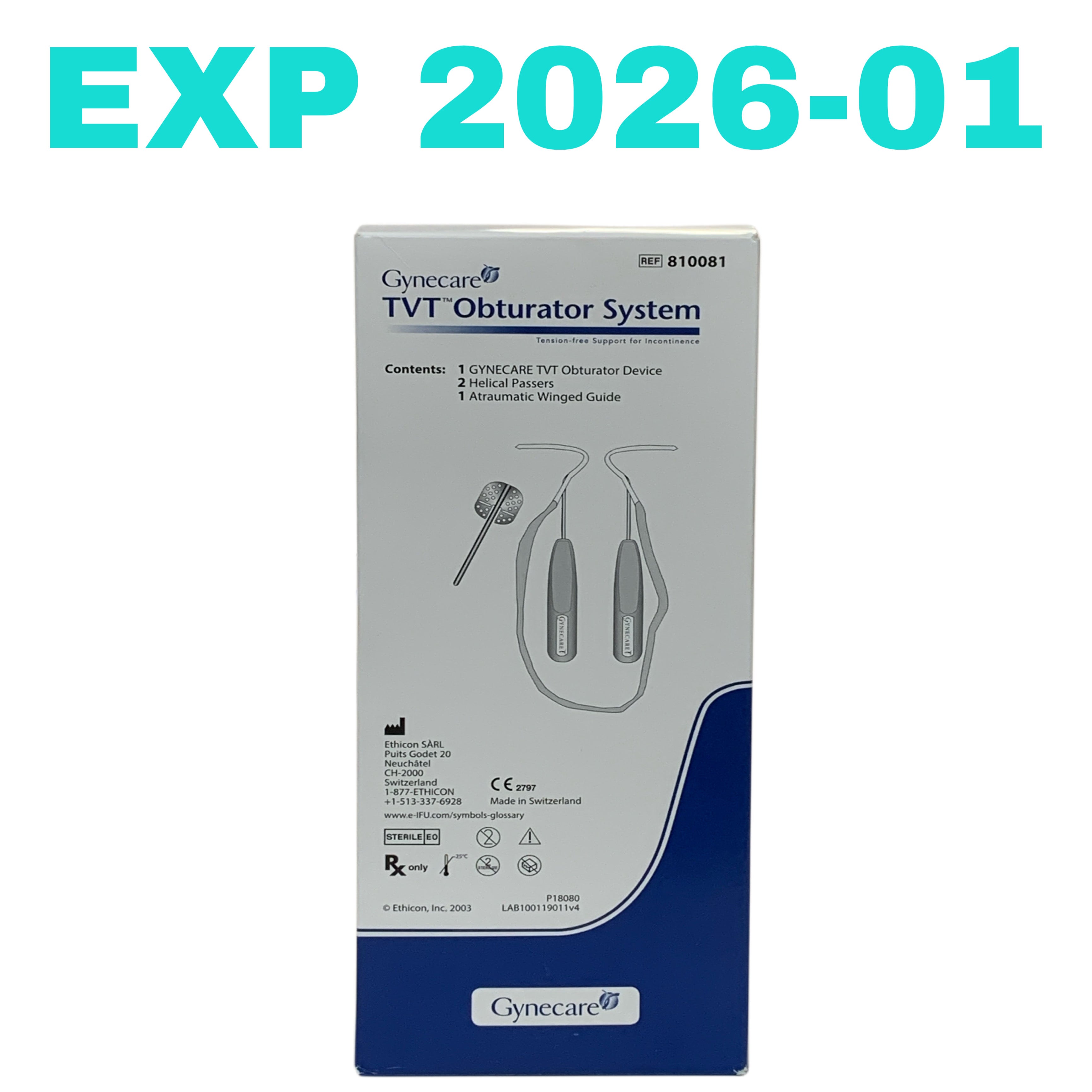 ETHICON REF 810081 Gynecare TVT Obturator System, Exp.2026/01