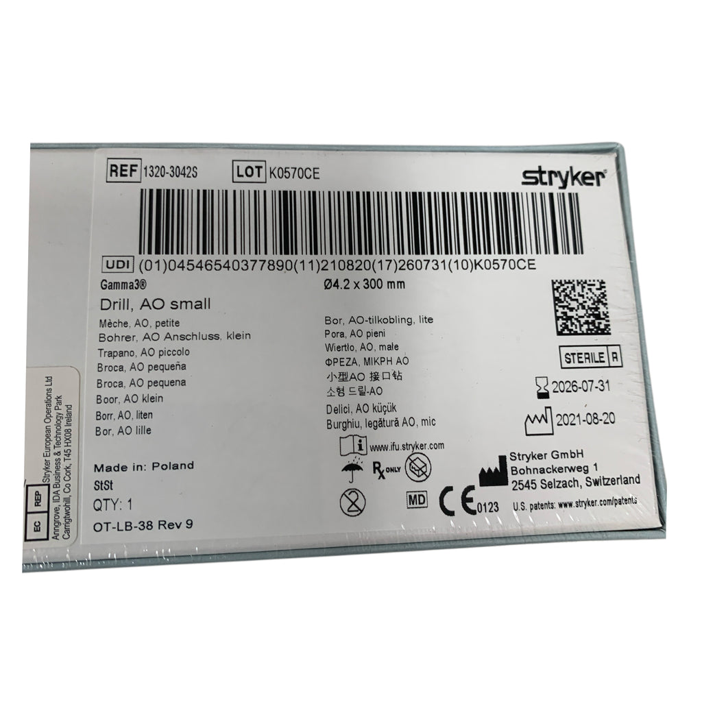 STRYKER 1320-3042S Gamma3 Drill AO Small 4.2 x 300 mm Exp 2026 07