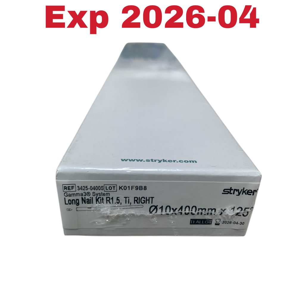 STRYKER REF 3425-0400S Gamma3 System Long Nail Kit R1.5 Ti RIGHT 10x400mm x 125 exp 2026 04
