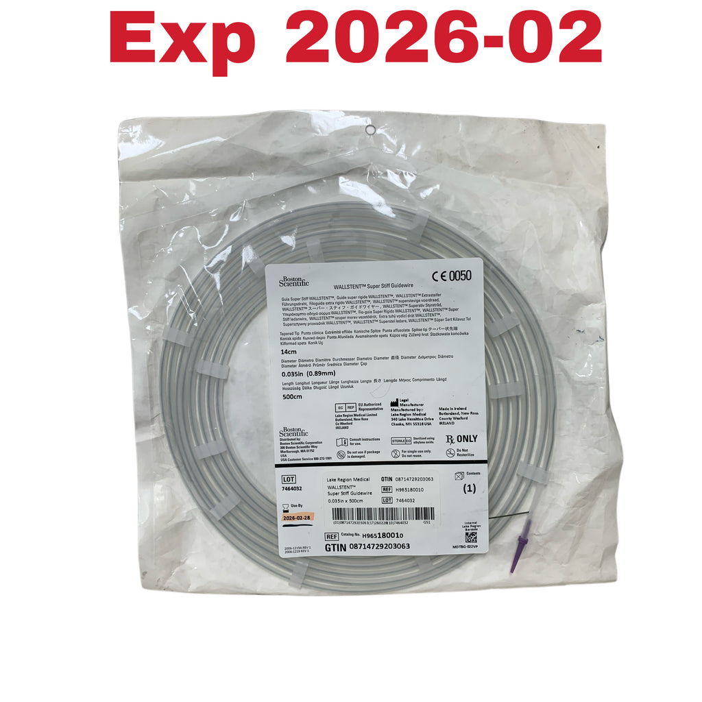 BOSTON SCIENTIFIC REF H965180010 WALLSTENT Super Stiff Guidewire 0.035in x 500cm 14cm Exp 2026 02