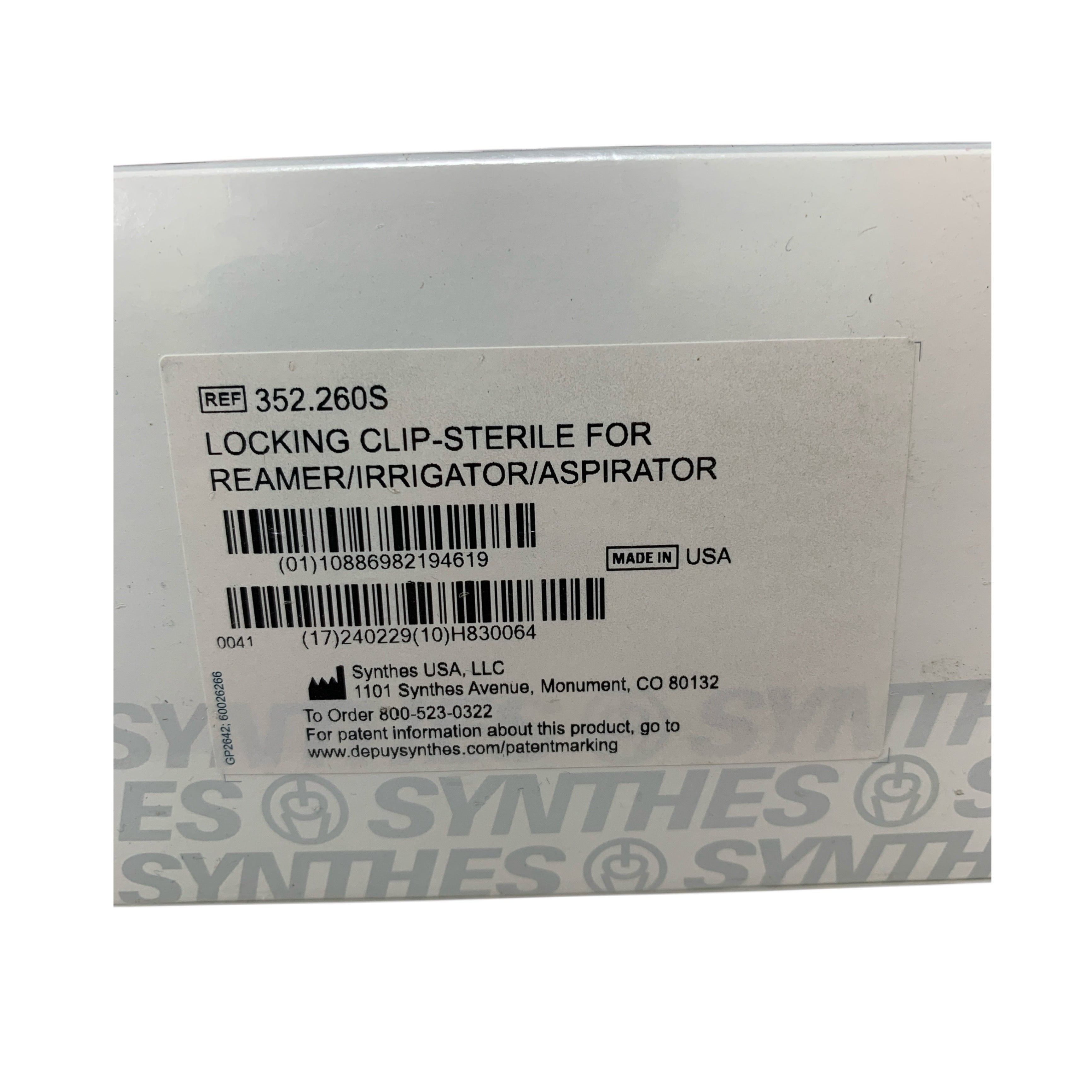 SYNTHES REF 352.260S Locking Clip-Sterile for Reamer/Irrigator/Aspirator, Exp.2024/02