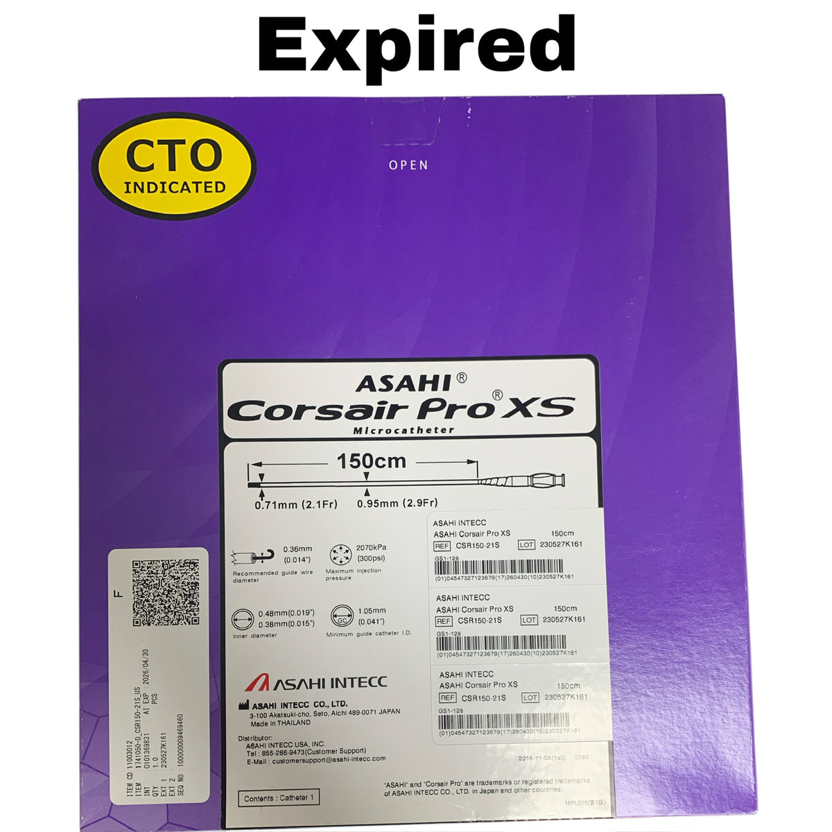 ASAHI INTECC CSR150-21S Corsair Pro XS Microcatheter 150cm 2.1Fr EXP 2026 04