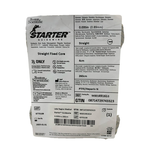 BOSTON SCIENTIFIC REF M001491610 Starter Guidewire 0.035in x 260cm Straight Fixed Core, Exp.2025/01