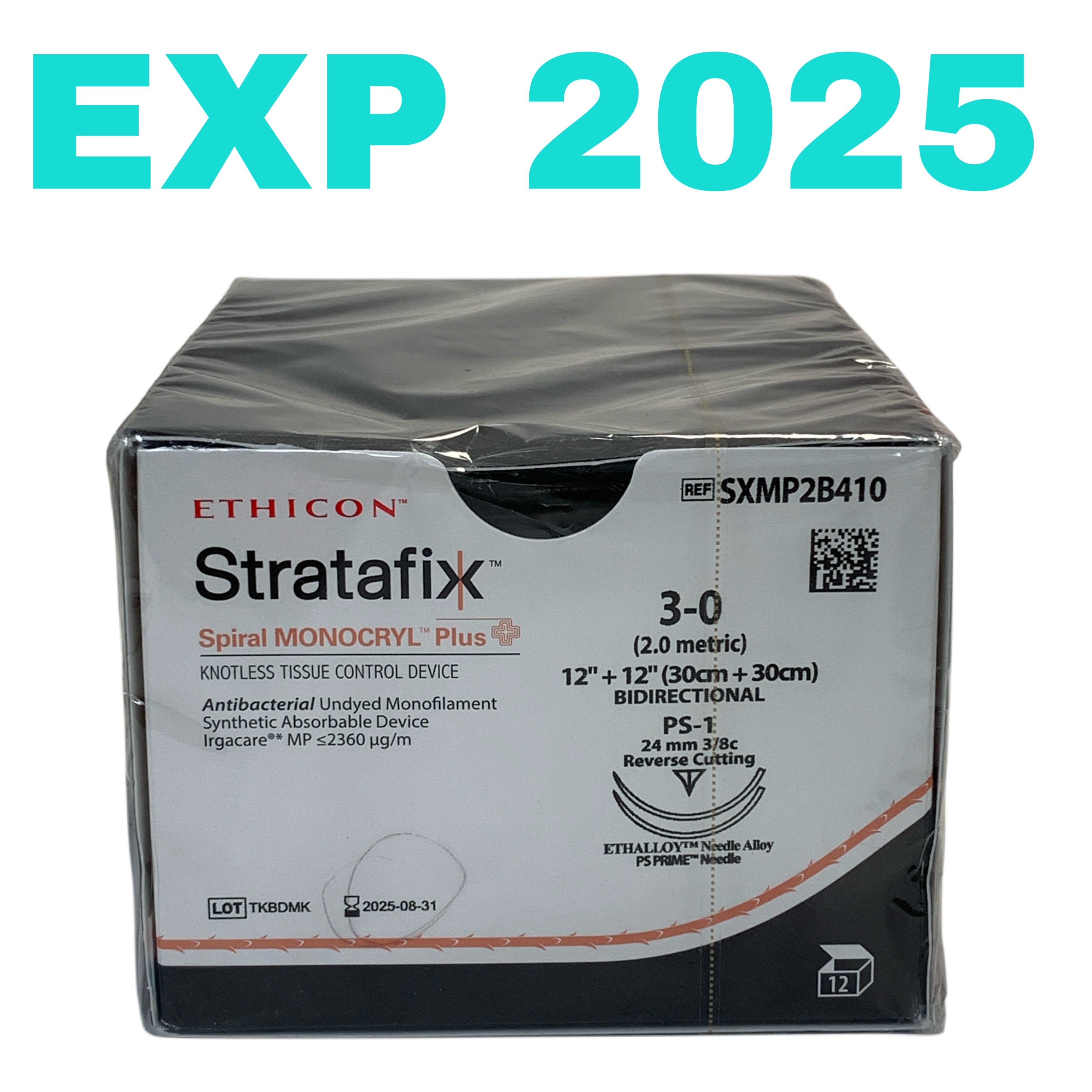 ETHICON REF SXMP2B410 Stratafix Spiral MONOCRYL Plus Knotless Tissue Control Device 3-0 Box of 12, Exp.2025/08