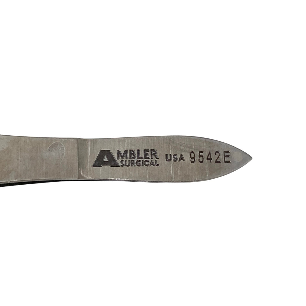 AMBLER REF 9542E Stern-Castroviejo fixation forceps 4 3/8'',0.5mm 1x2 teeth, with lock, flat 3-hole handle