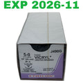 ETHICON REF J490G Coated VICRYL Undyed Braided Suture 5-0, P-1 Needle, Box of 12, Exp.2026/11