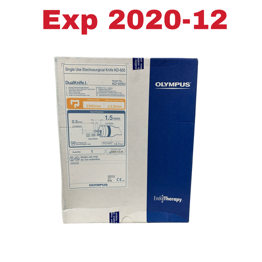 OLYMPUS KD-655U DualKnife J Single Use Electrosurgical Knife 2300mm Minimum Channel Size 2.8mm Insertion Portion Diameter 2.7mm Exp 2020 12