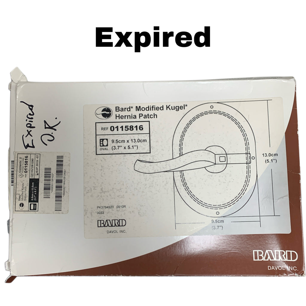 BARD REF 0115816 Modified Kugel Hernia Patch 9.5cm x 13.0cm (3.7" x 5.1"), EXP 2019-07