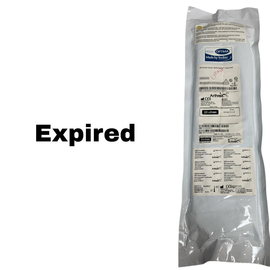 ARTHREX AR-8825BC BioComposite PushLock Mini Suture Anchor 2.5 x 8mm, EXP 2020-01