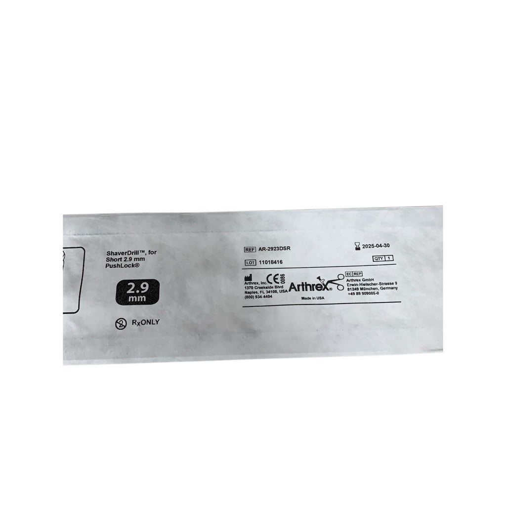 ARTHREX AR-2923DSR ShaverDrill for Short 2.9mm PushLock 2.9mm Exp 2025 04