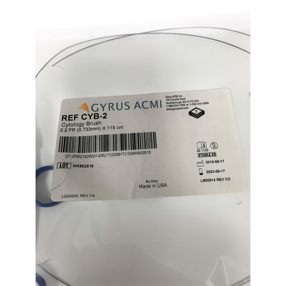 GYRUS ACMI CYB-2 Cytology Brush 2.2 FR 0.733mm X 115 cm Exp 2023 09