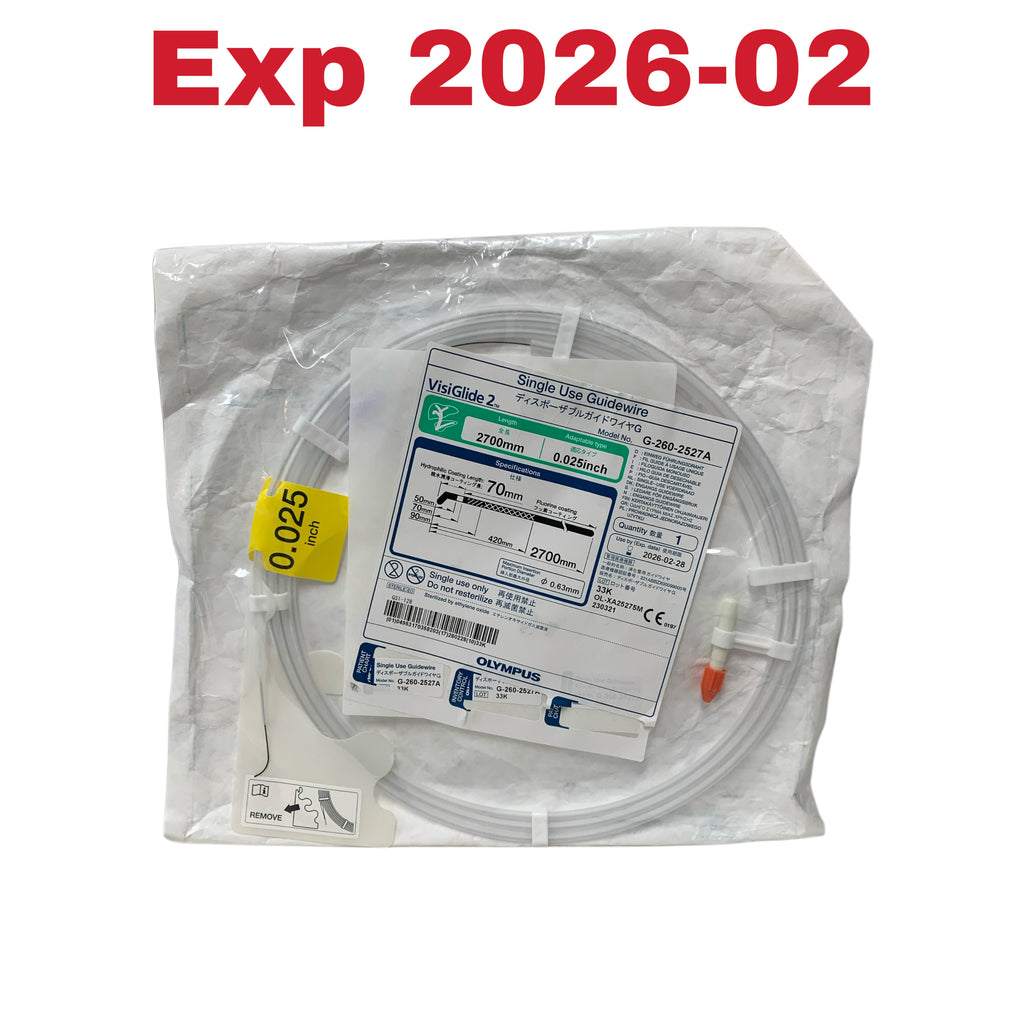 OLYMPUS REF G-260-2527A VisiGlide 2 Single Use Guidewire 2700mm 0.025inch, Exp.2026/02