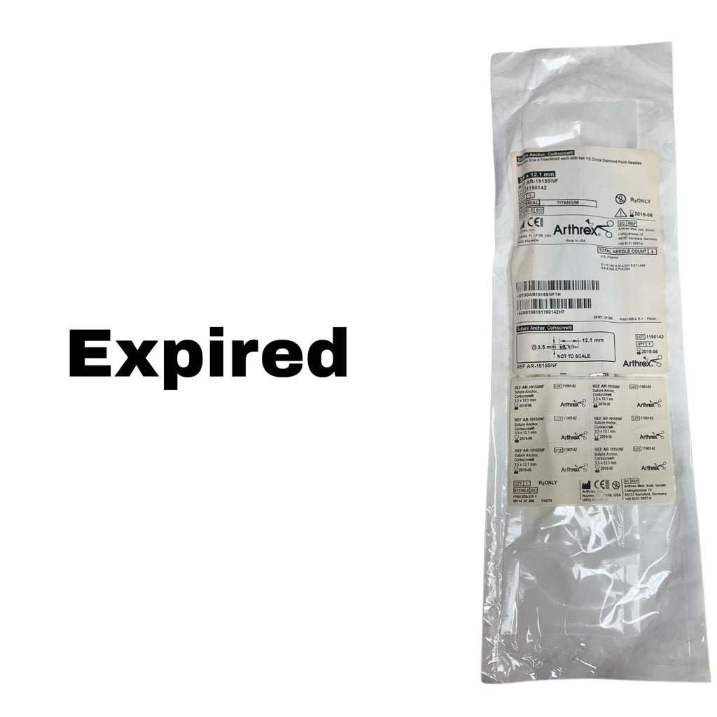ARTHREX AR-1915SNF Suture Anchor Corkscrew 3.5 x 12.1 mm EXP 2019 06