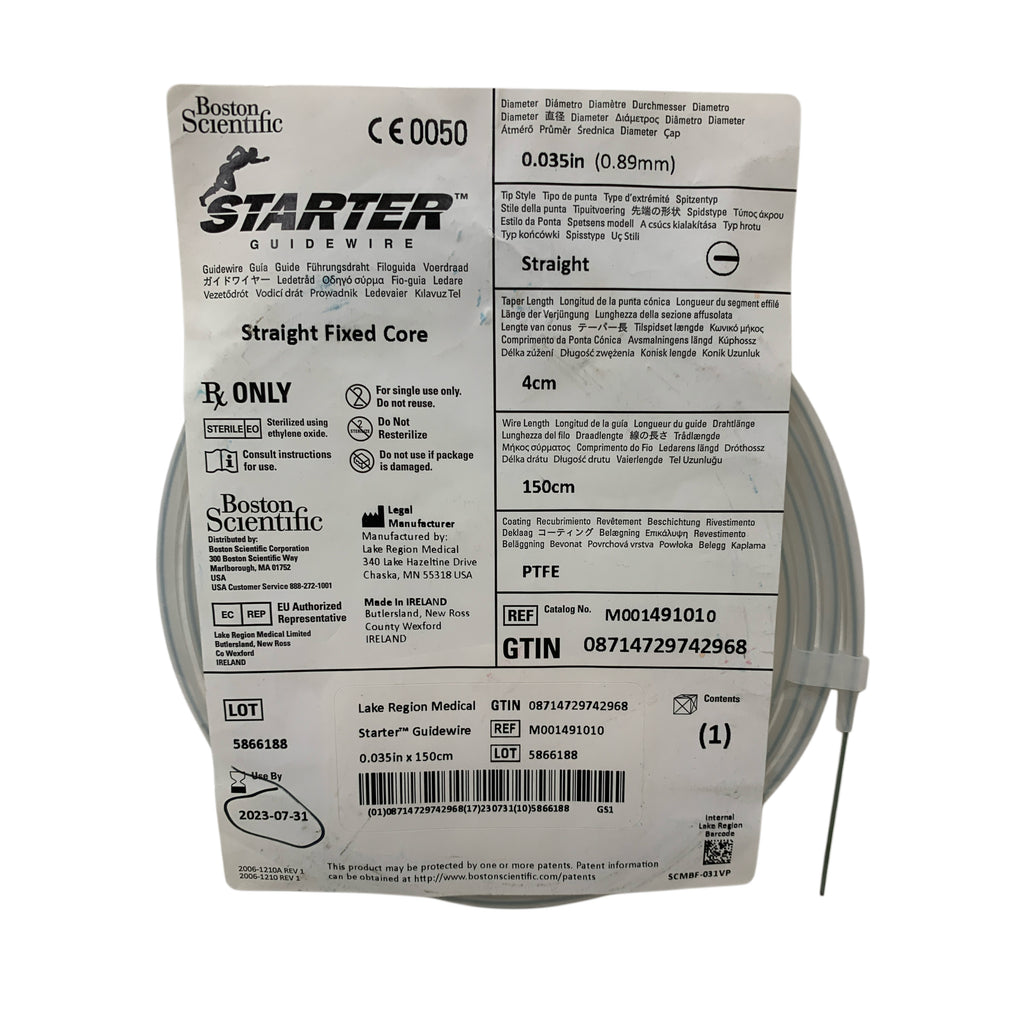 BOSTON SCIENTIFIC REF M001491010 Starter Guidewire Straight Fixed Core 0.035in x 150cm, Exp.2023/07