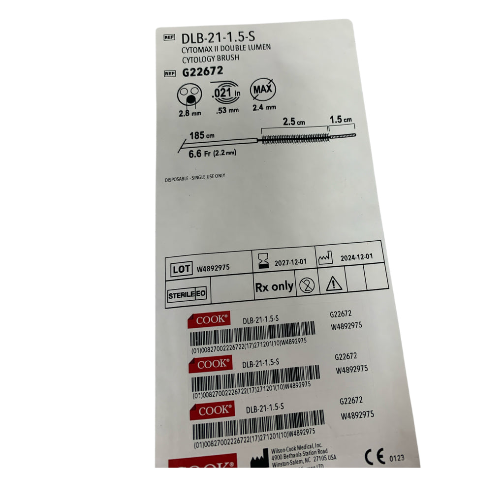 COOK MEDICAL DLB-21-1.5-S / G22672 Cytomax II Double Lumen Cytology Brush 6.6 Fr 185 cm EXP 2027 12