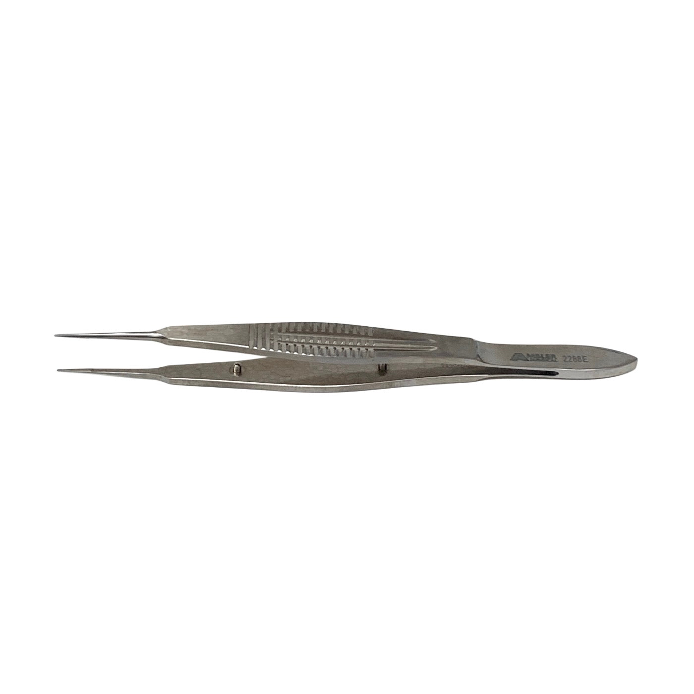 AMBLER REF 2288E MacGregor conjunctival forceps 4 3/8'',straight shafts, 5.5mm tying platform, 1.0mm cross-serrated tips, wide flat handle