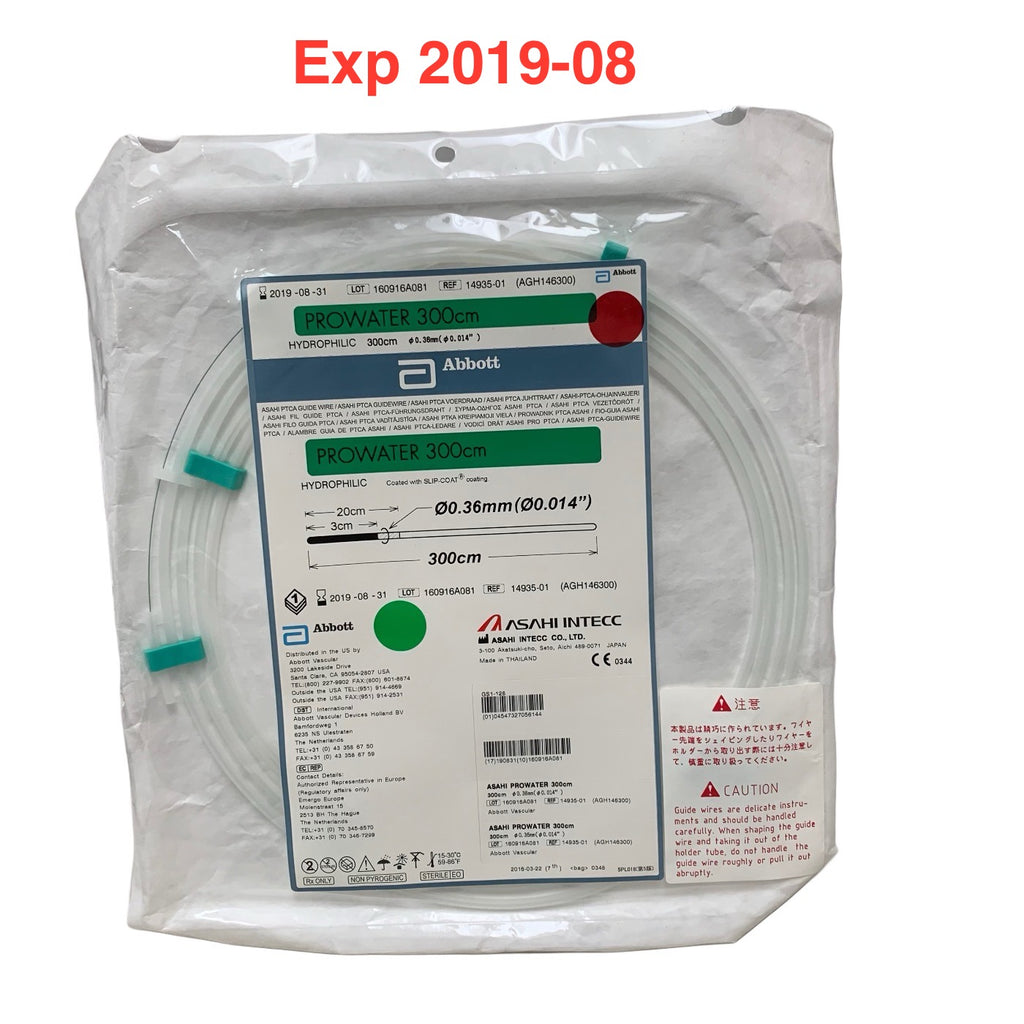 ABBOTT ASAHI INTECC 14935-01 Prowater PTCA Guidewire Hydrophilic 0.36mm 0.014in 300cm Exp 2019 08