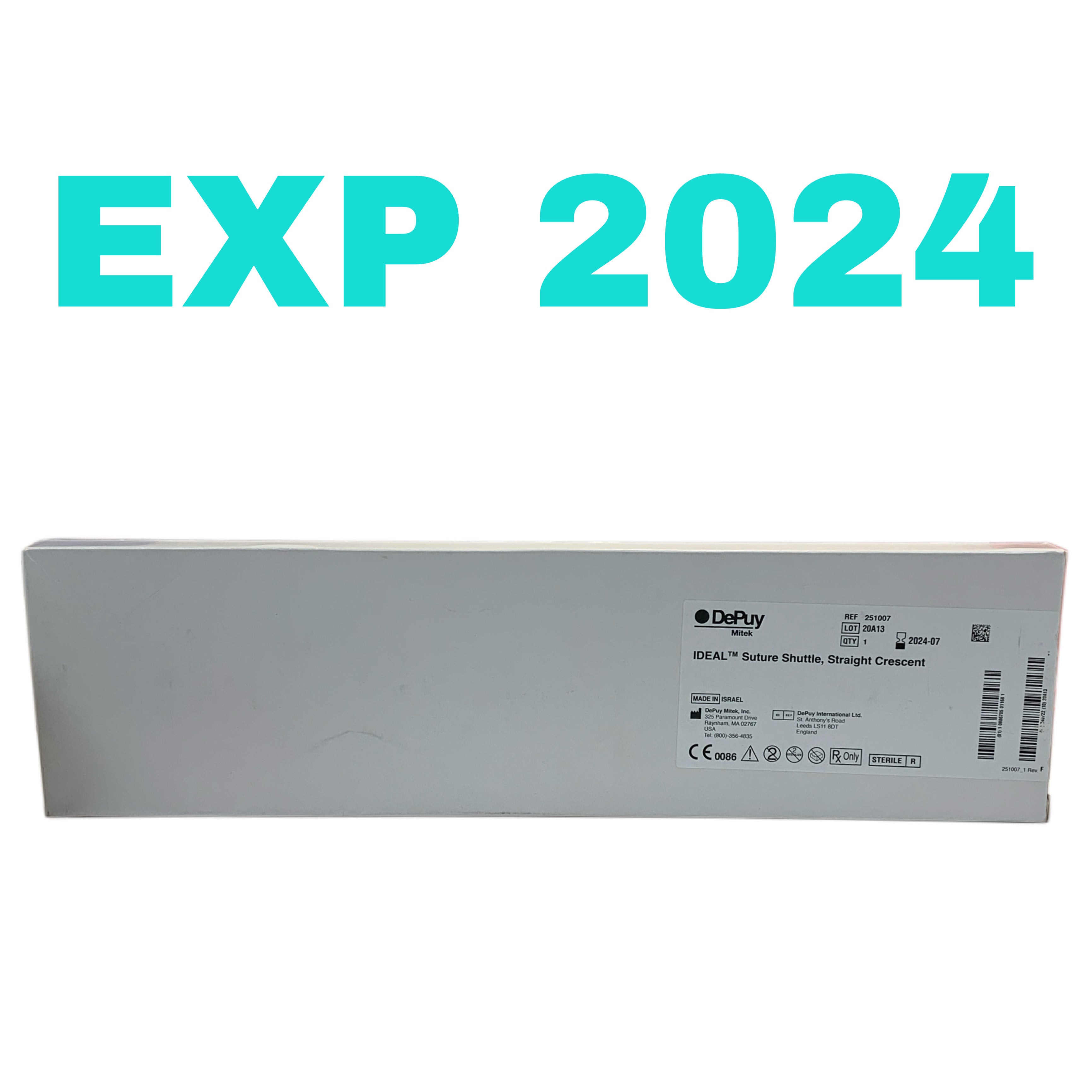 DEPUY MITEK REF 251007 IDEAL Suture Shuttle, Straight Crescent, Exp.2024/07