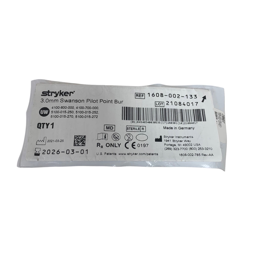 STRYKER 1608-002-133 3.0mm Swanson Pilot Point Bur Exp 2026 03