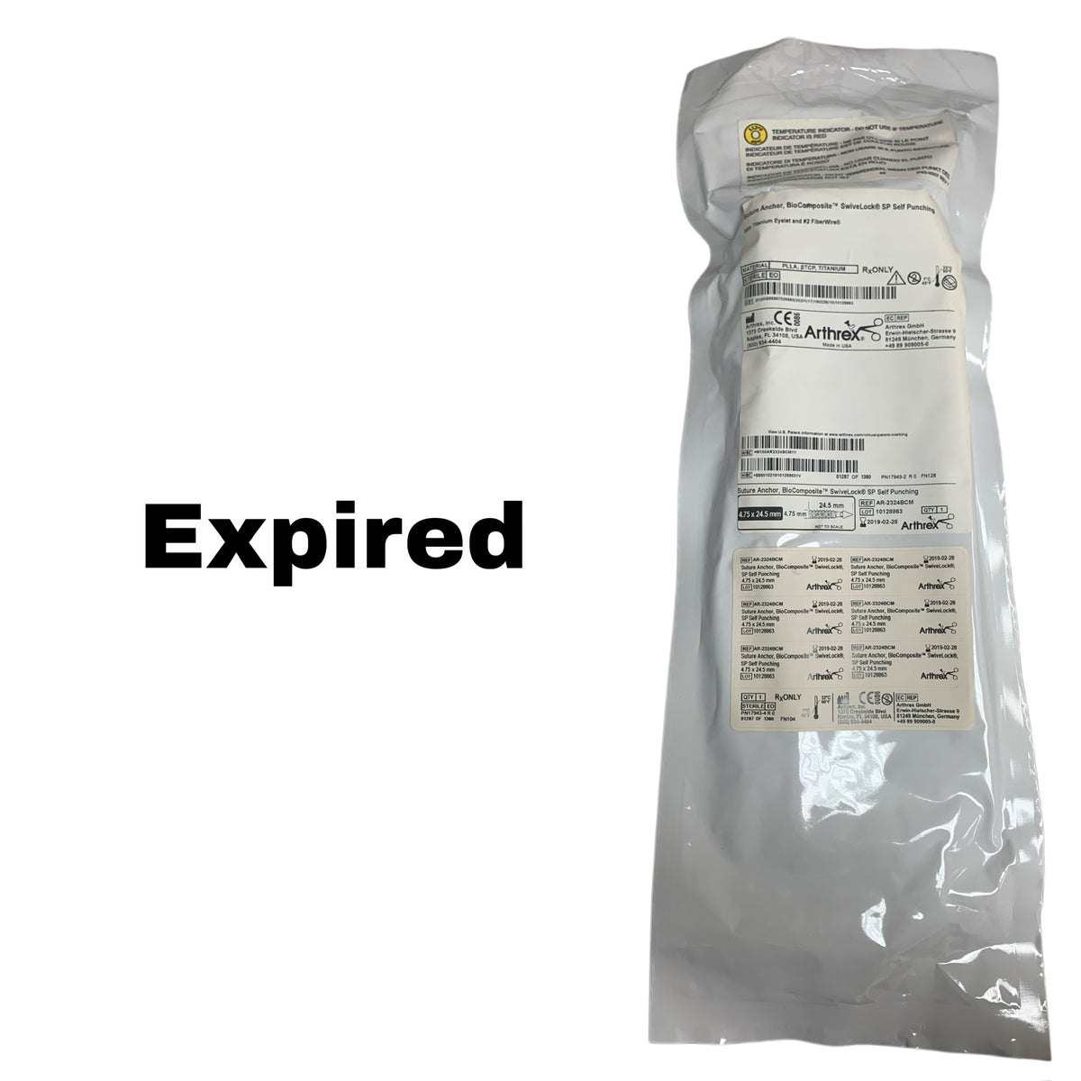 ARTHREX AR-2324BCM BioComposite SwiveLock SP Suture Anchor 4.75 x 24.5mm, EXP 2019-02
