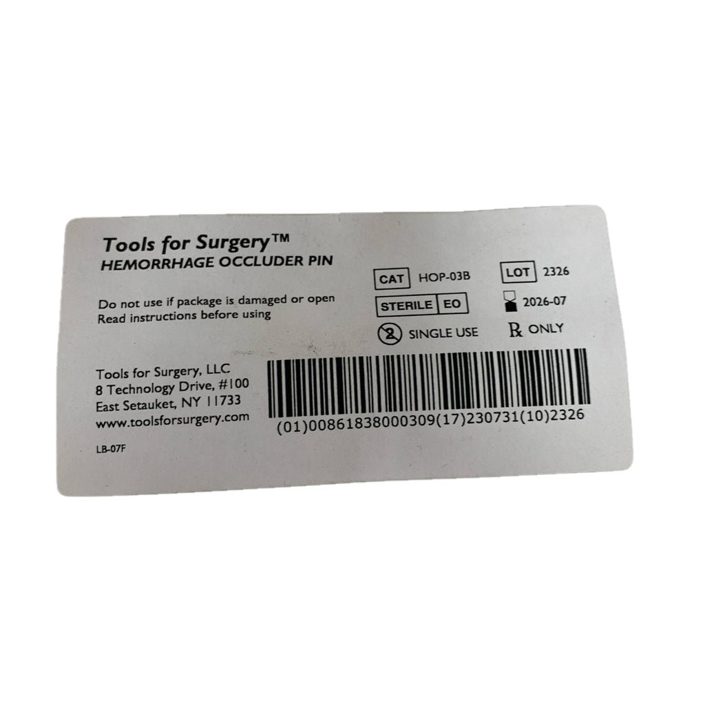TOOLS FOR SURGERY REF HOP-03B Hemorrhage Occluder Pin, Exp.2026/07