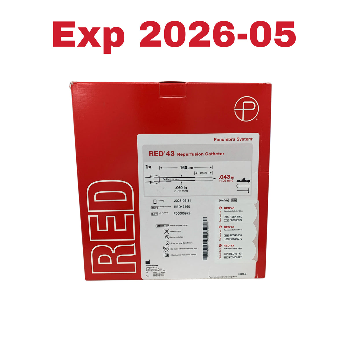 PENUMBRA RED43160 RED 43 Reperfusion Catheter 160 cm Exp 2026 05